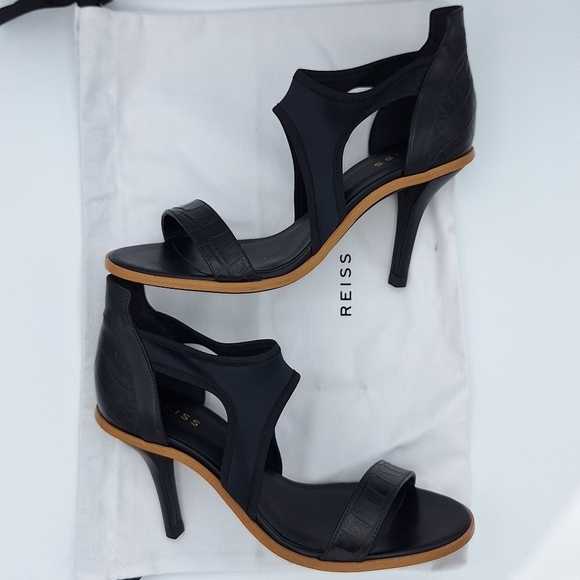 NEW Reiss Camille Embossed Leather & Neoprene Sandals - Picture 10 of 16